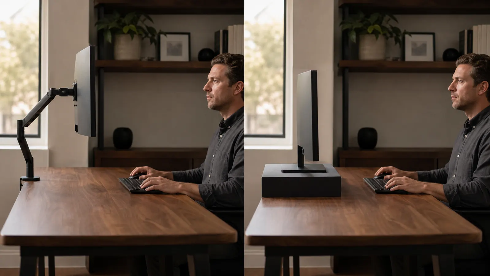 VIVO Monitor Arm vs a Fixed Monitor Stand: What Actually Helps Neck Pain